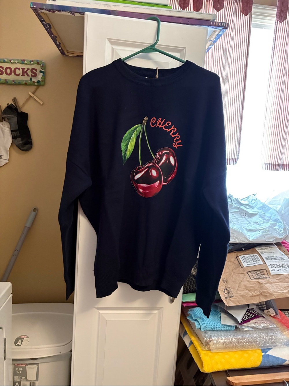 NWT easel Black Cherry Graphic Crewneck Sweatshirt